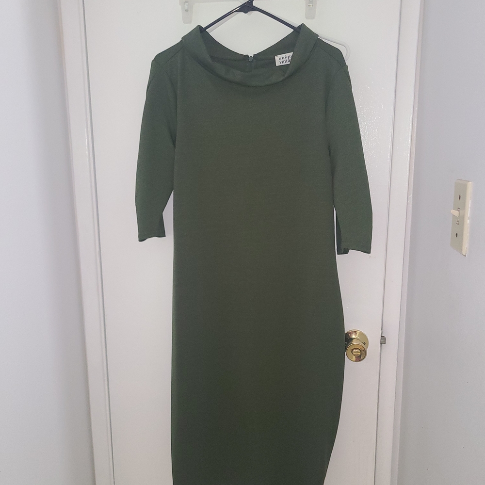 Unique Vintage Plus Size 1960s Retro Olive Green Cassidy Wiggle Dress